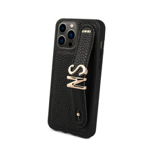 Cargar imagen en el visor de la galería, YOUZ. Funda personalizada de cuero para iPhone -Negro/Dorado