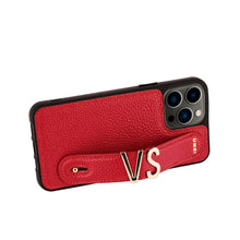 Cargar imagen en el visor de la galería, YOUZ. Funda personalizada de cuero para iPhone -Roja/Dorado