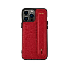 Cargar imagen en el visor de la galería, YOUZ. Funda personalizada de cuero para iPhone -Roja/Dorado