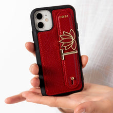 Cargar imagen en el visor de la galería, YOUZ. Funda personalizada de cuero para iPhone -Roja/Dorado