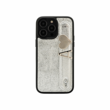 Cargar imagen en el visor de la galería, GLAM. Funda personalizada de cuero para iPhone -Plata/Plata