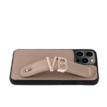 Cargar imagen en el visor de la galería, YOUZ. Funda personalizada de cuero para iPhone -Beis/Dorado

