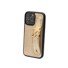 Cargar imagen en el visor de la galería, GLAM. Funda personalizada de cuero para iPhone -Dorado/Dorado
