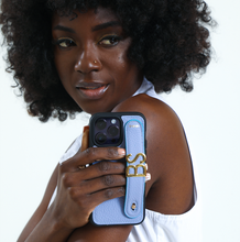 Cargar imagen en el visor de la galería, YOUZ. Funda personalizada de cuero para iPhone -Lila/Dorado
