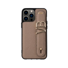 Cargar imagen en el visor de la galería, YOUZ. Funda personalizada de cuero para iPhone -Beis/Dorado
