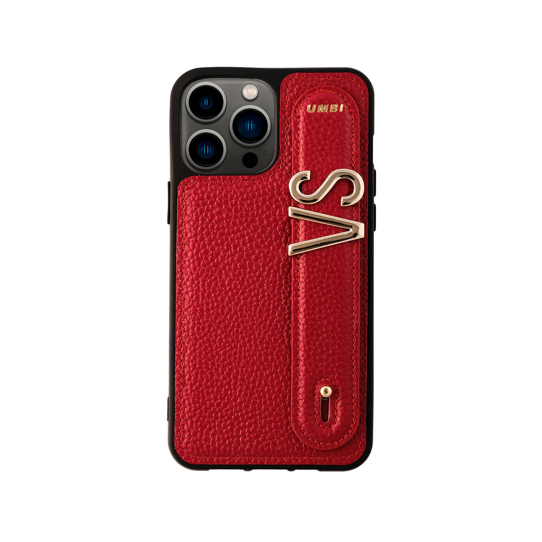 YOUZ. Funda personalizada de cuero para iPhone -Roja/Dorado