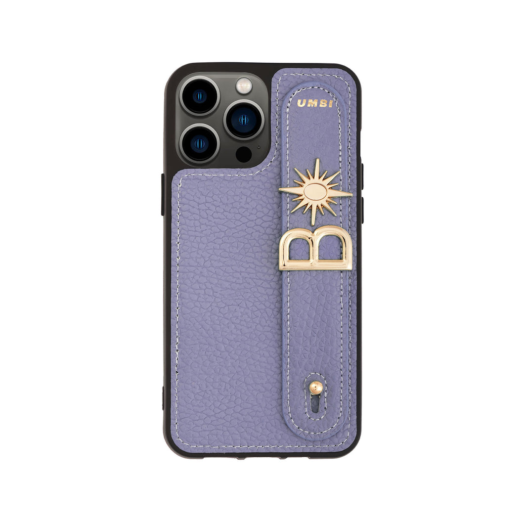 YOUZ. Funda personalizada de cuero para iPhone -Lila/Dorado