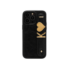 Cargar imagen en el visor de la galería, GLAM. Funda personalizada de cuero para iPhone -Negro/Dorado
