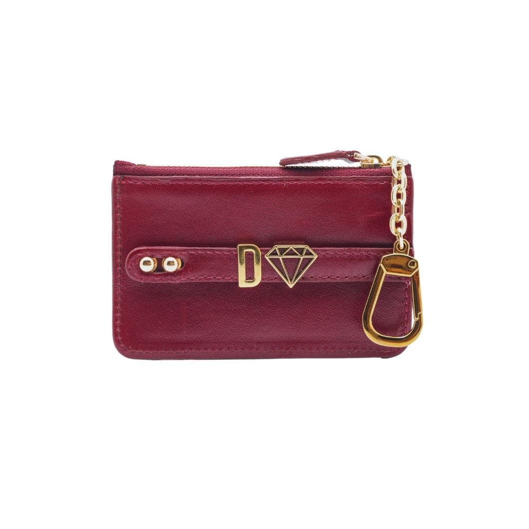 UMBI Monedero Mini de Cuero Personalizado - BURDEOS