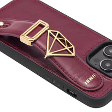 Cargar imagen en el visor de la galería, GLAM. Funda personalizada de cuero para iPhone - Burdeos/Dorado
