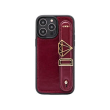 Cargar imagen en el visor de la galería, GLAM. Funda personalizada de cuero para iPhone - Burdeos/Dorado
