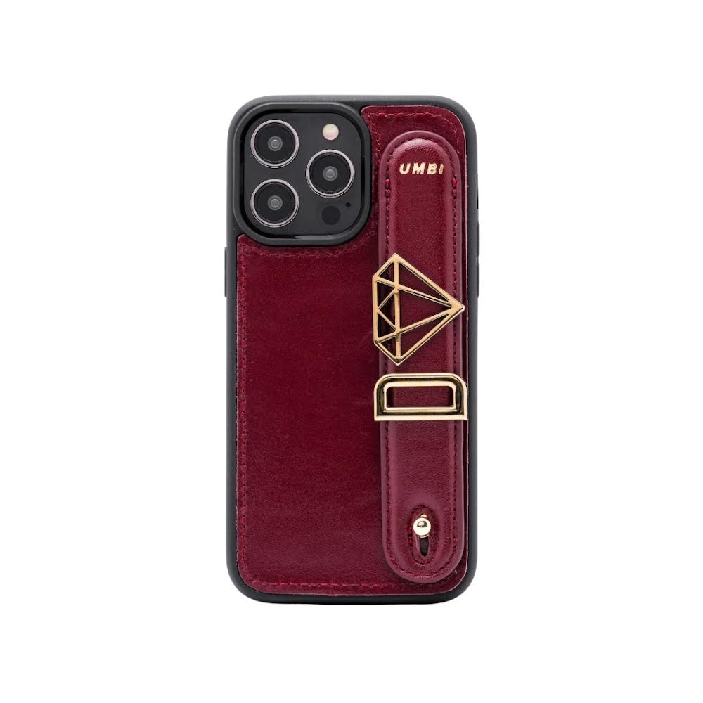 GLAM. Funda personalizada de cuero para iPhone - Burdeos/Dorado