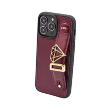 Cargar imagen en el visor de la galería, GLAM. Funda personalizada de cuero para iPhone - Burdeos/Dorado
