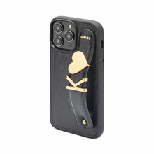 Cargar imagen en el visor de la galería, GLAM. Funda personalizada de cuero para iPhone -Negro/Dorado
