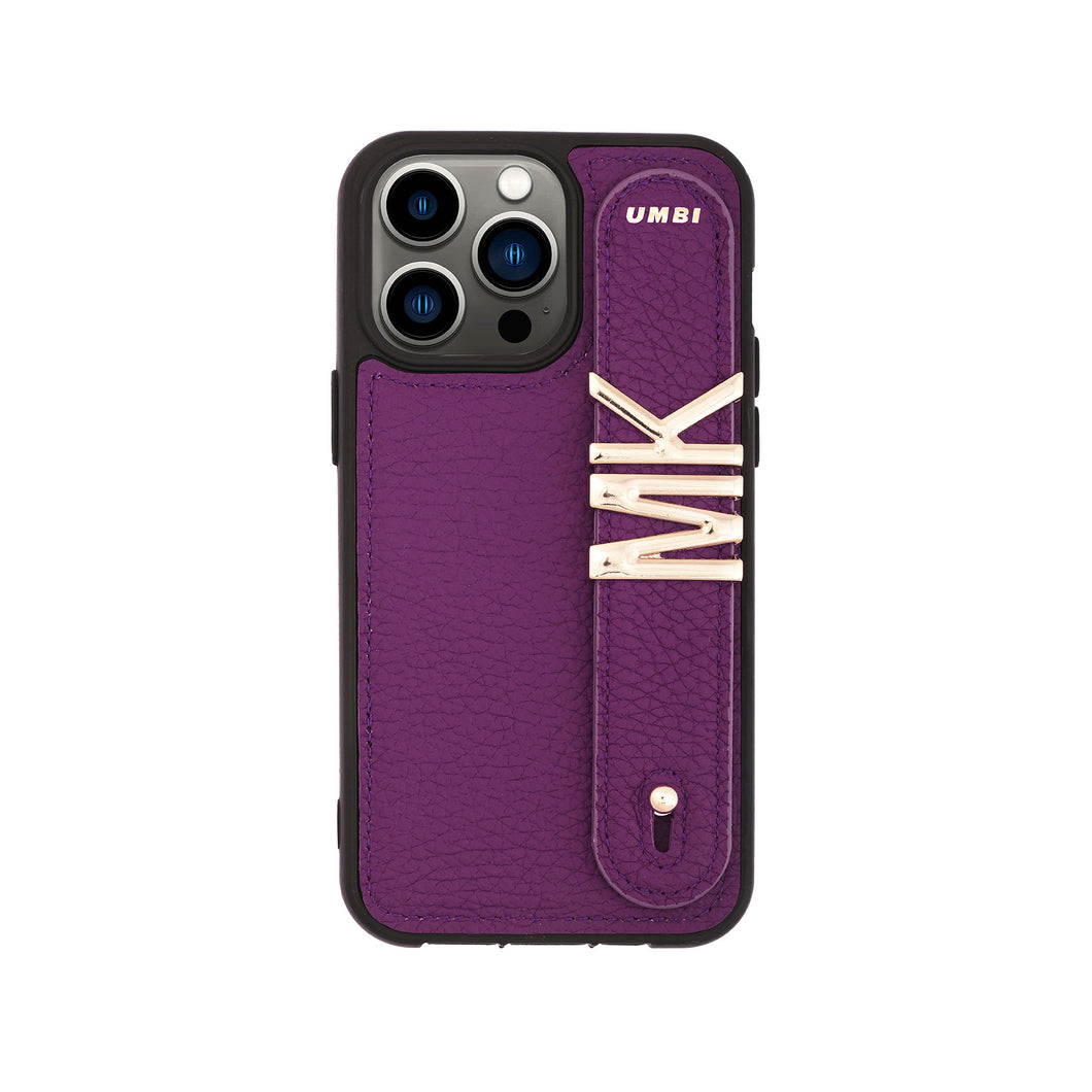 YOUZ. Funda personalizada de cuero para iPhone -Morado/Dorado