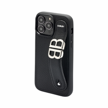 Cargar imagen en el visor de la galería, YOUZ. Funda personalizada de cuero para iPhone -Negro/Plata
