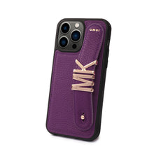 Cargar imagen en el visor de la galería, YOUZ. Funda personalizada de cuero para iPhone -Morado/Dorado
