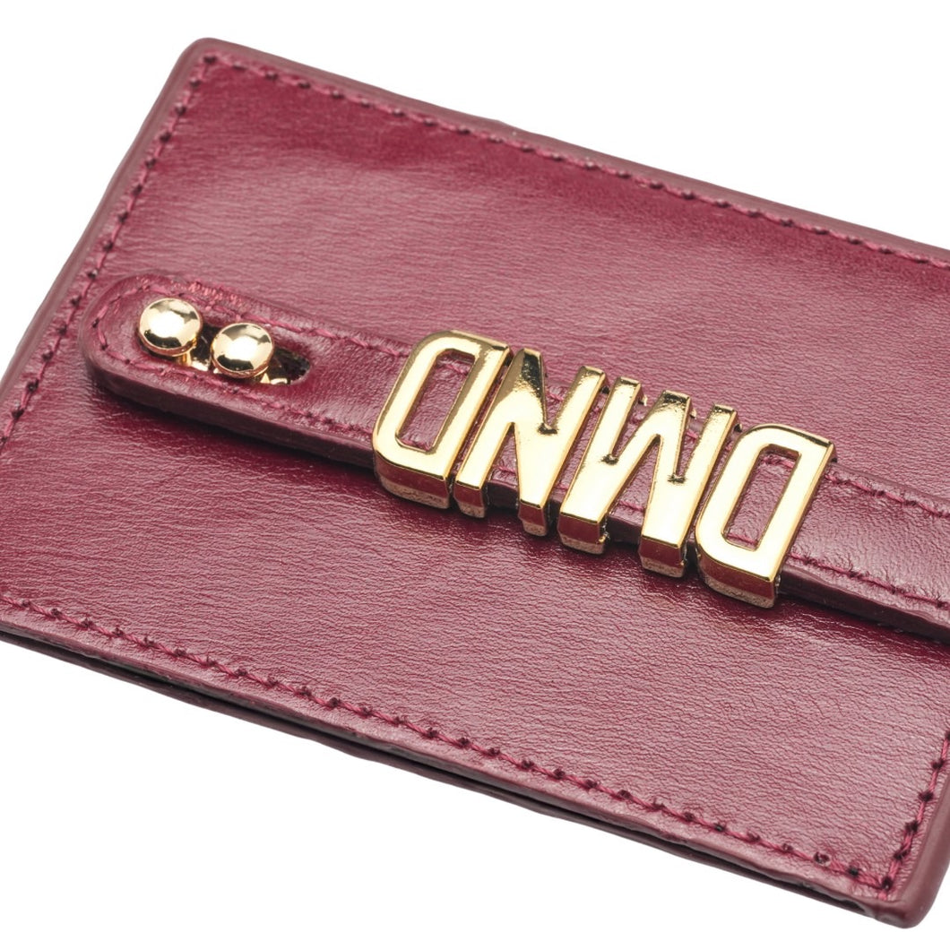 UMBI Tarjetero de Cuero Personalizado - BURDEOS