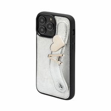 Cargar imagen en el visor de la galería, GLAM. Funda personalizada de cuero para iPhone -Plata/Plata
