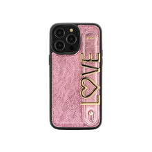 Cargar imagen en el visor de la galería, GLAM. Funda personalizada de cuero para iPhone -Rosa/Dorado
